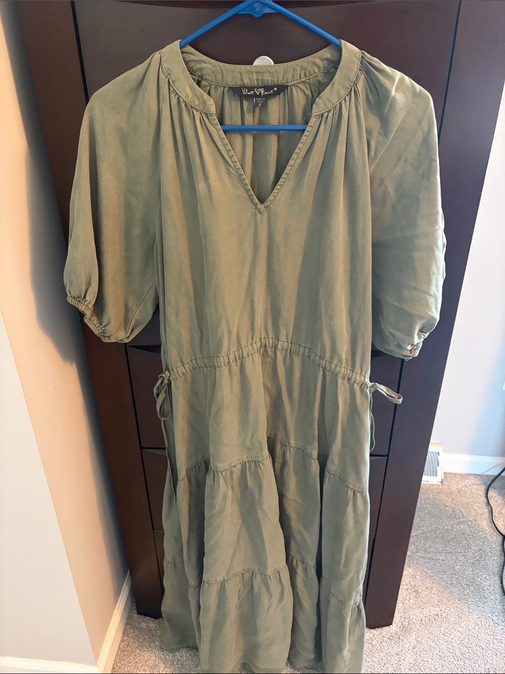 Velvet Heart Olive Green Tiered Maxi Dress